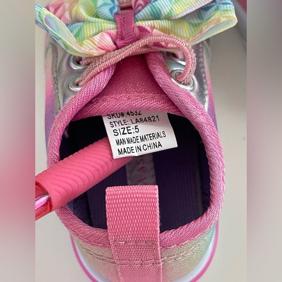 Laura Ashley Toddler Baby Girl Pink Sparkly Rainbow Slip-on Sneaker size 5 - Picture 7 of 12